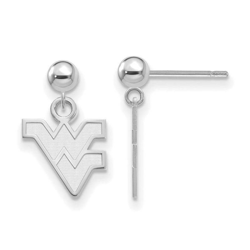 Sterling Silver West Virginia University Ball Dangle Earrings